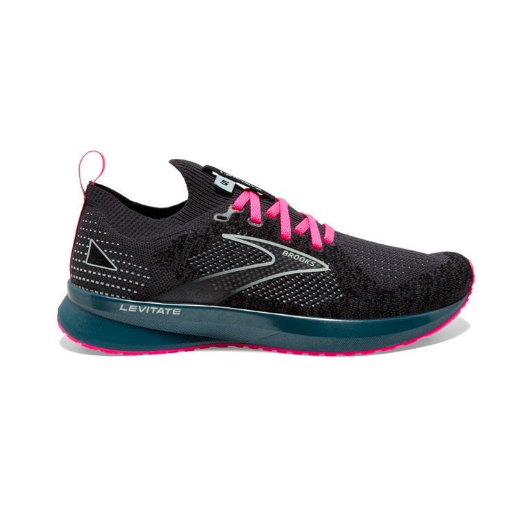 Women's Brooks Levitate Stealthfit 5, Black/Blue/Pink, 8 B Medium