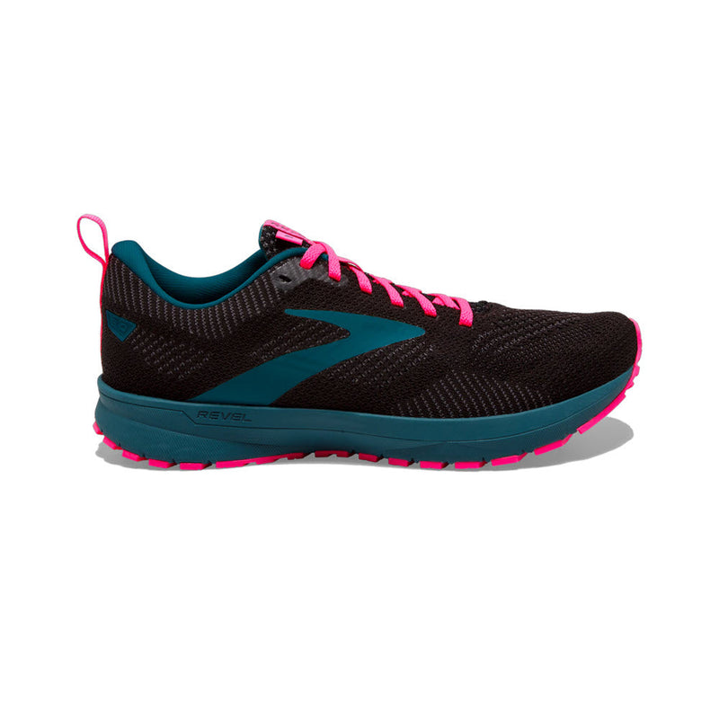 Women's Brooks Revel 5, Black/Blue/Pink, 9 B Medium