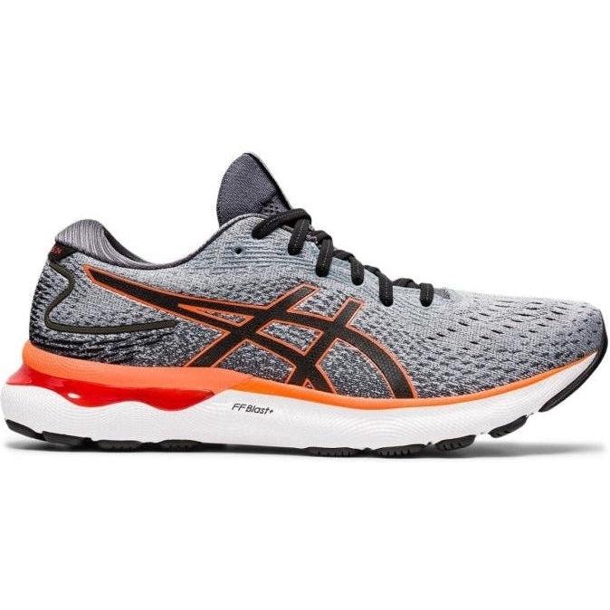 Men's Asics GEL-Nimbus 24, Sheet Rock/Shocking Orange, 9.5 D Medium