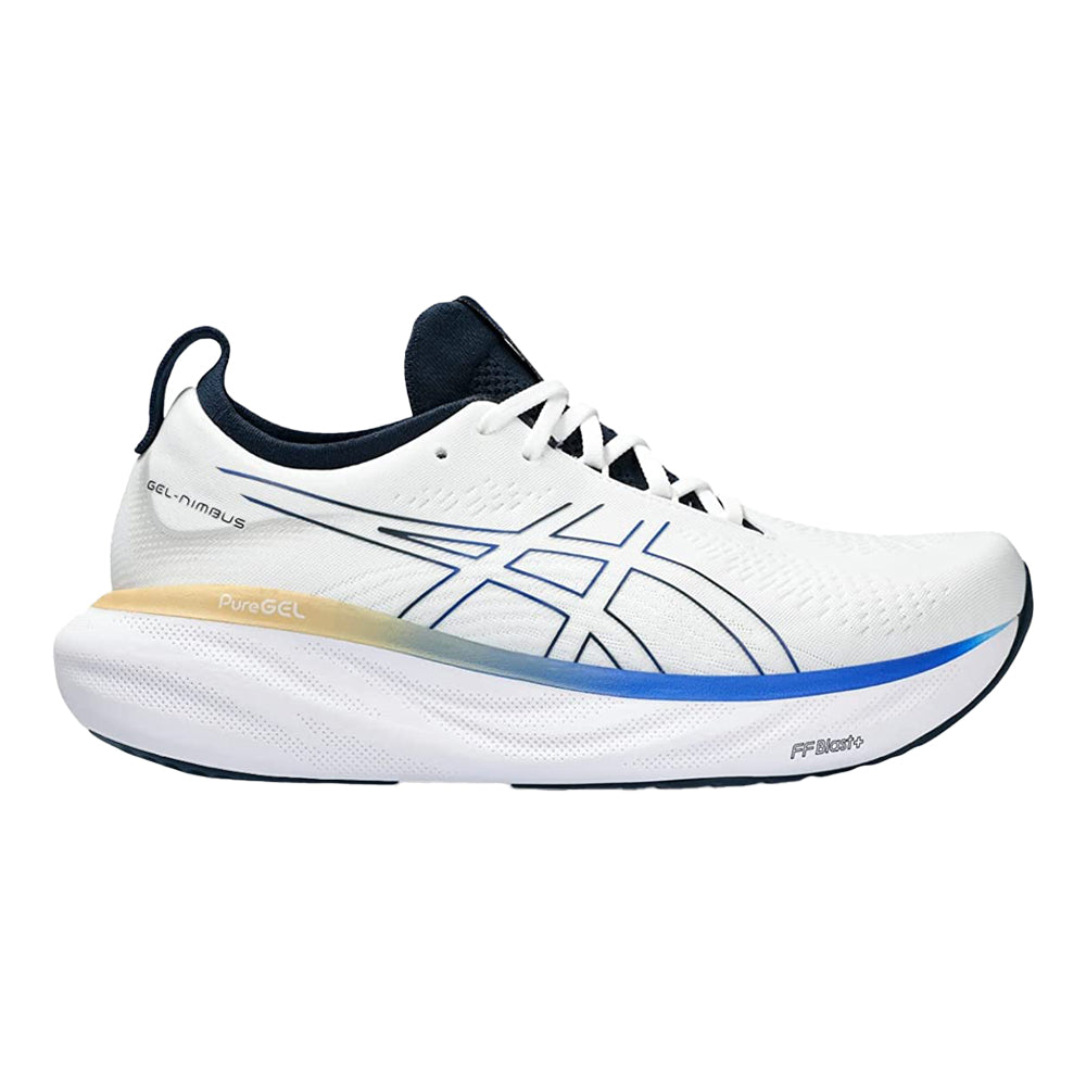 Men's Asics Gel-Nimbus 25, White/Illusion Blue, 10.5 D Medium