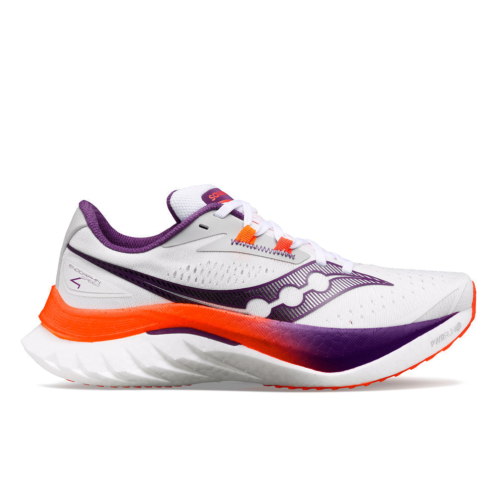 Women's Saucony Endorphin Speed 4, White/Violet, 10 B Medium