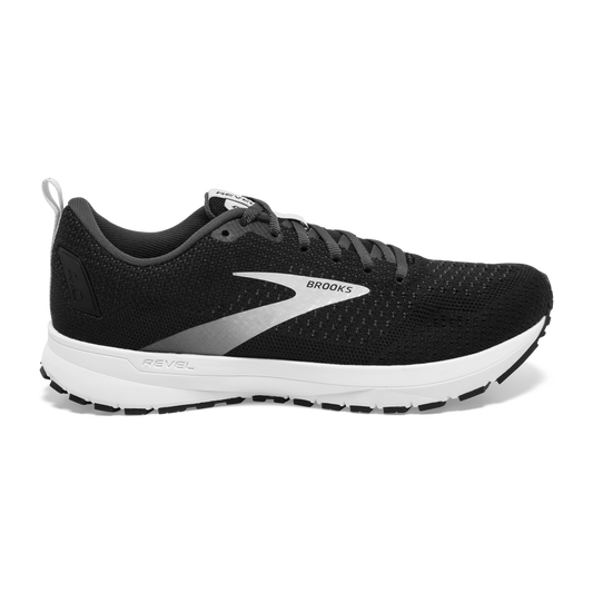Women's Brooks Revel 4, Black/Oyster/Silver, 7 B Medium