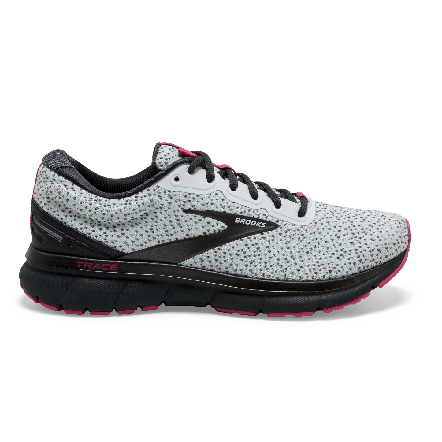 Women's Brooks Trace, Ebony/White/Pink, 8 B Medium