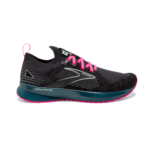 Women's Brooks Levitate Stealthfit 5, Black/Blue/Pink, 8 B Medium