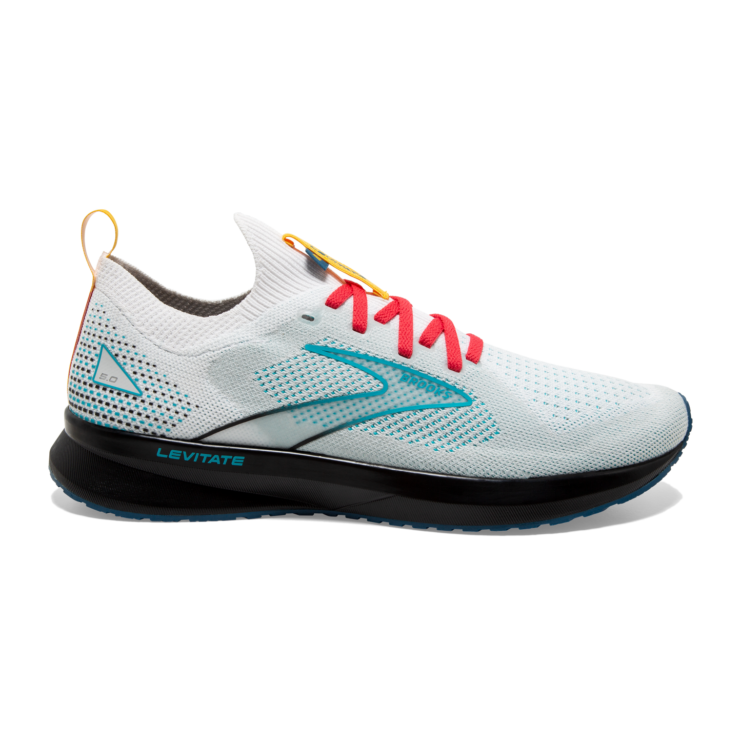 Women's Brooks Levitate Stealthfit 5, White/Luna/Bluebird, 8.5 B Medium