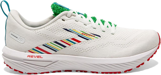 Women's Brooks Revel 6, White/Green/Red, 9 B Medium