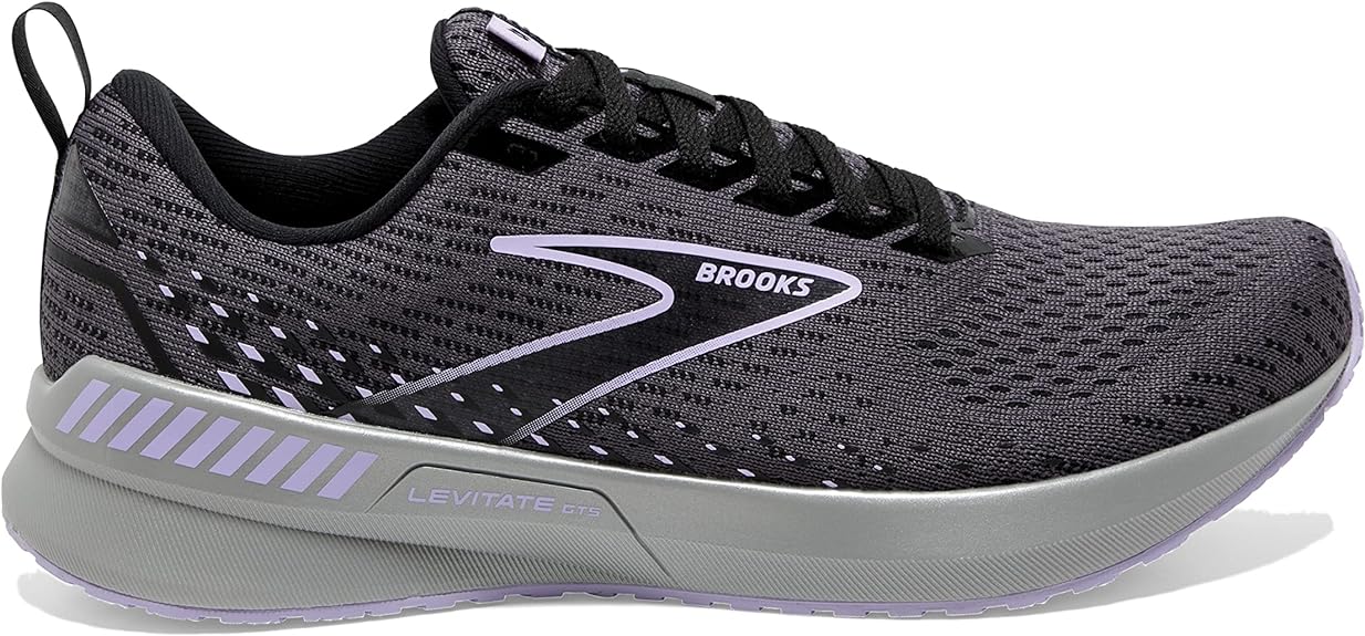 Women's Brooks Levitate GTS 5, Ebony/Black/Lilac, 8.5 B Medium