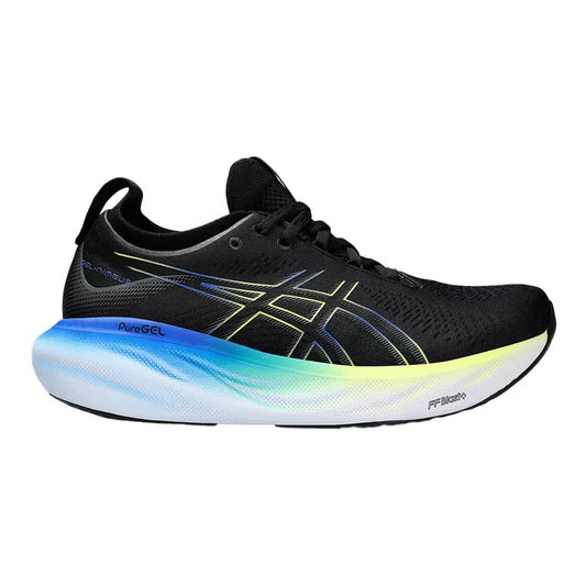 Men's Asics Gel-Nimbus 25, Black/Glow Yellow, 12.5 D Medium
