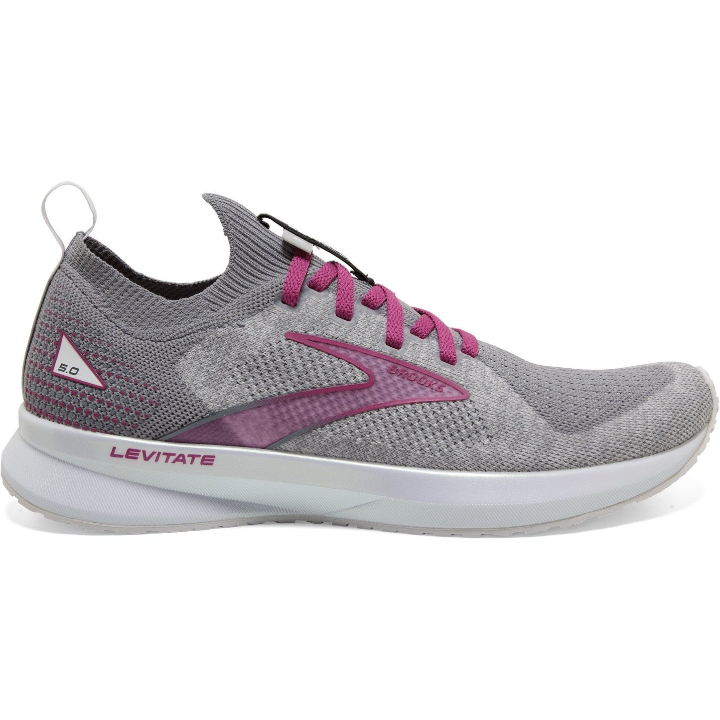 Women's Brooks Levitate Stealthfit 5, White/Grey/Baton Rouge, 10.5 B Medium