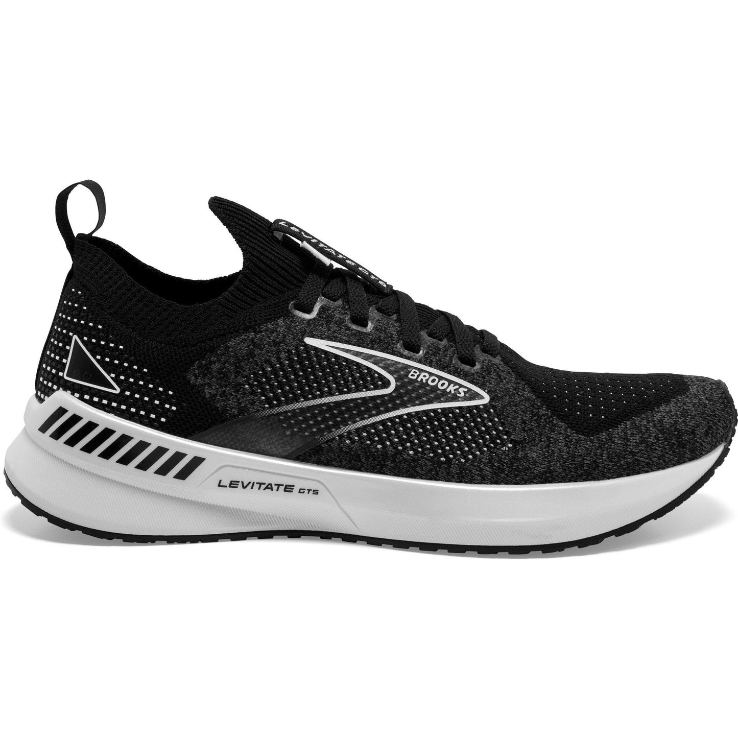 Women's Brooks Levitate Stealthfit GTS 5, Black/Grey/White, 7 B Medium
