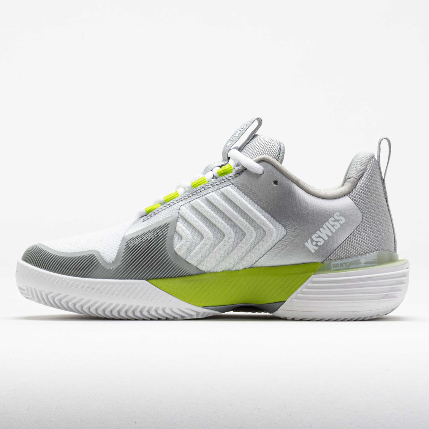 K-Swiss Ultrashot 3 Clay Women's  White/Gray Violet/Lime Green